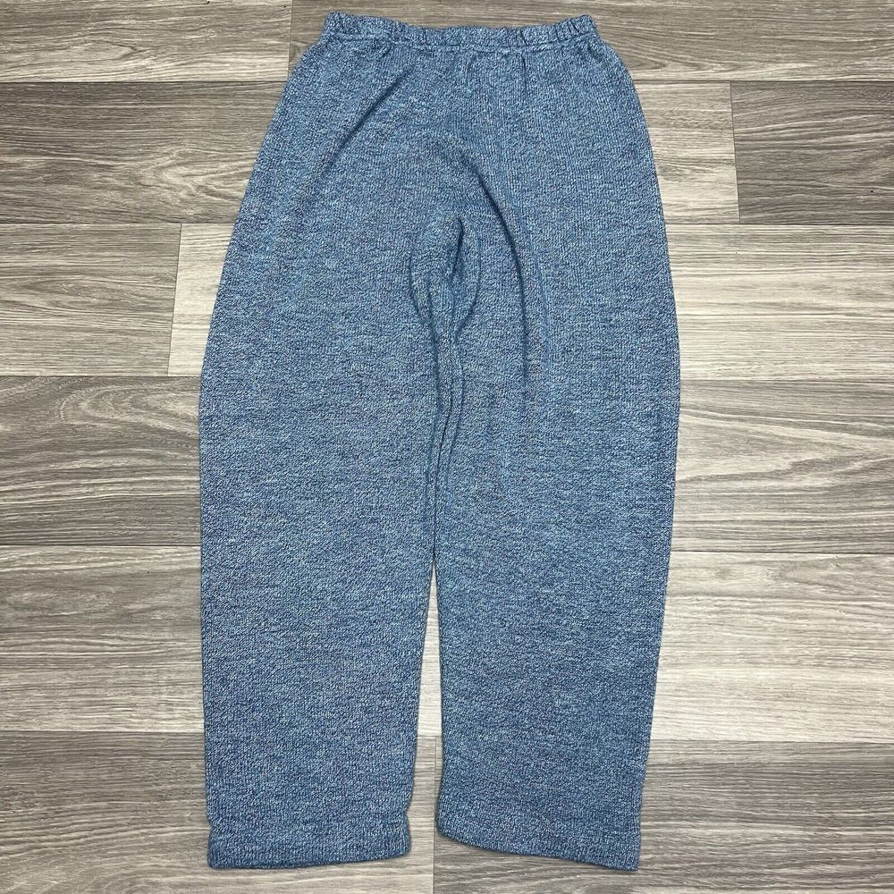True Vintage 70s Sweater Sweatpants Womens 28x26 Blue 100% Acrylic Soft Cozy - Picture 1 of 7